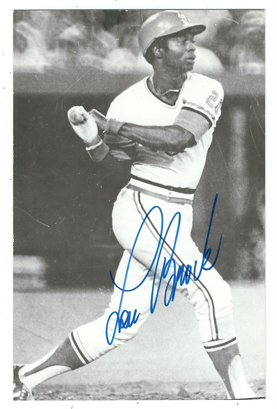 Autographed LOU BROCK BxW Rowe Post Card