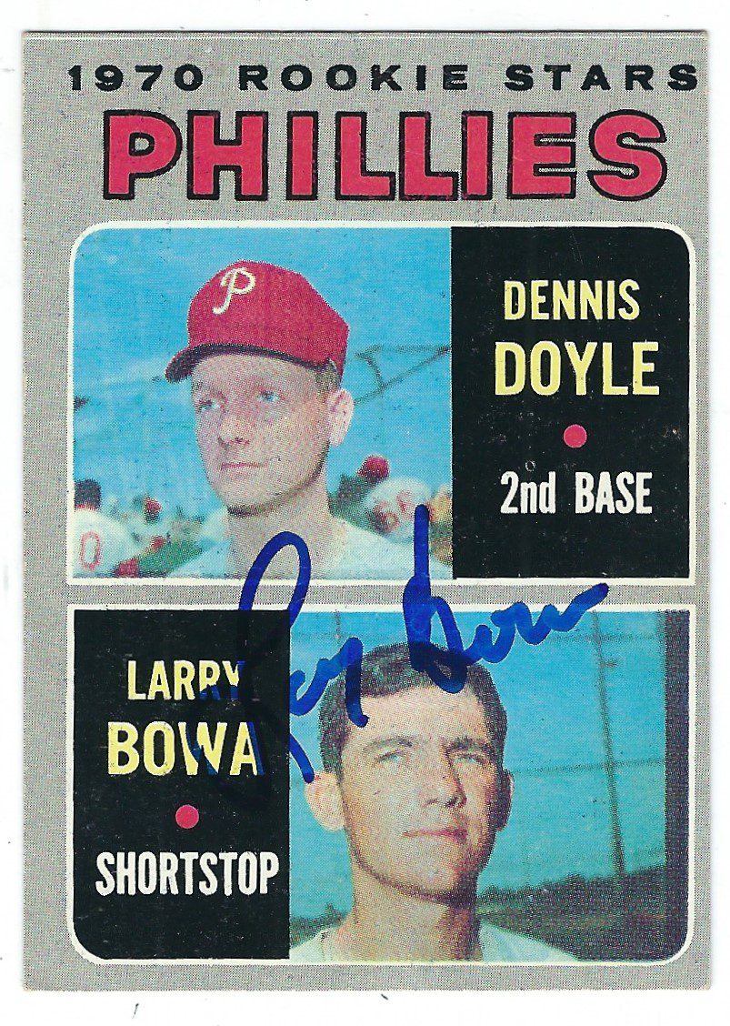 Autographed LARRY BOWA Philadelphia Phillies 1970 Topps Card