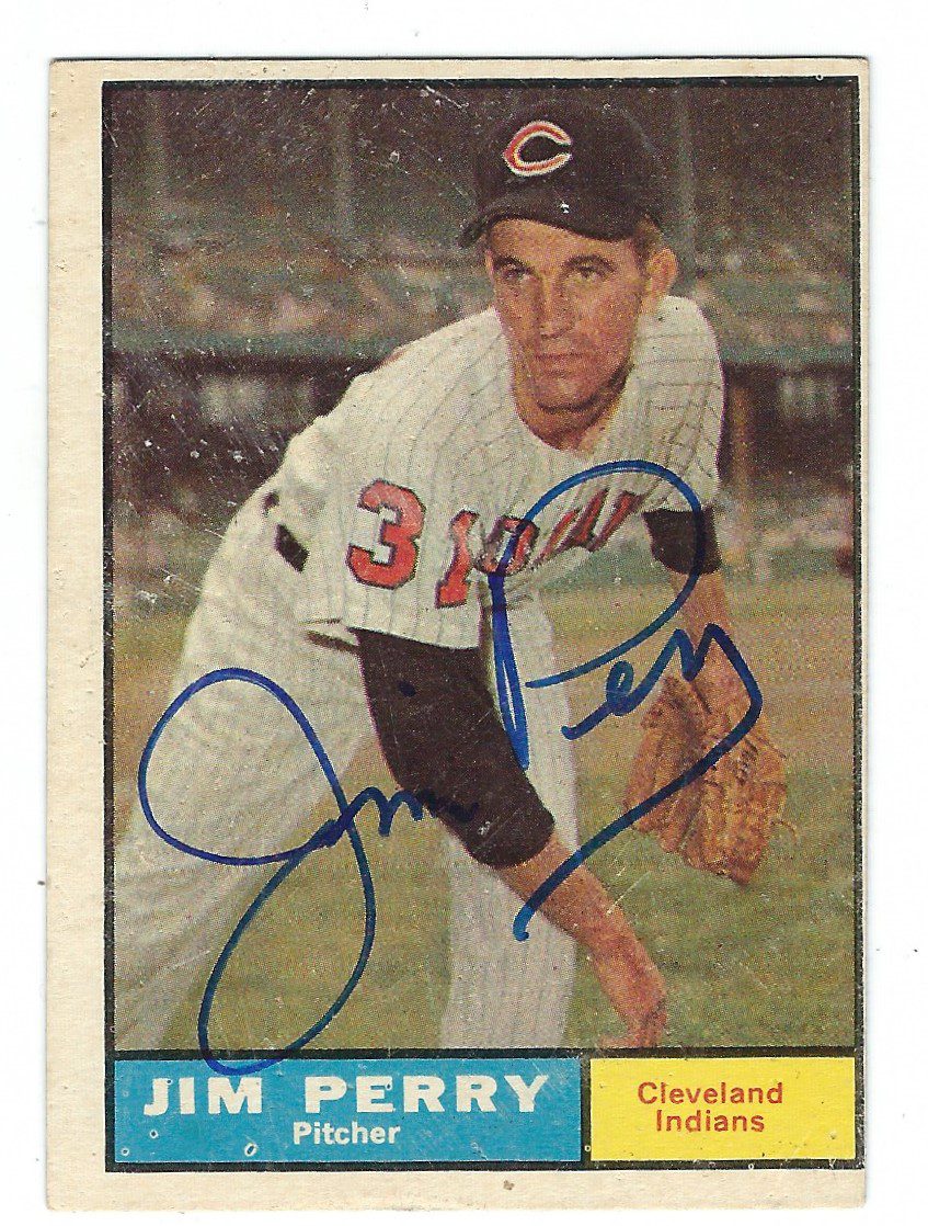 Autographed 1961 Topps Jim Perry Cleveland Indians #385