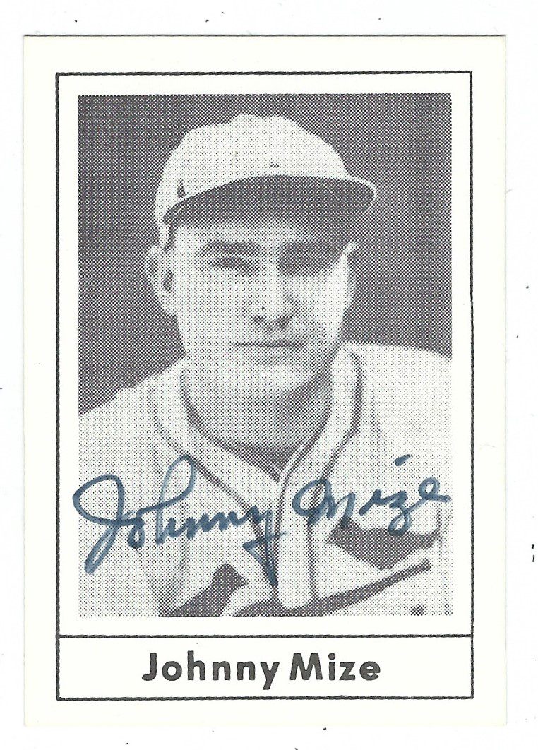Autographed JOHNNY MIZE St. Louis Cardinals 1978 Grand Slam Card