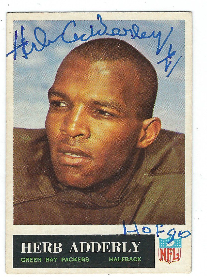 Autographed HERB ADDERLEY 1965 Philadelphia Gum Football Card