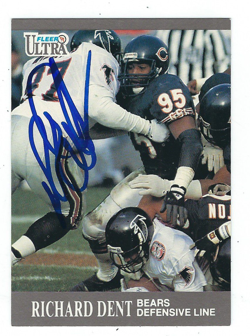 Autographed RICHARD DENT Chicago Bears 1991 Fleer Ultra Card