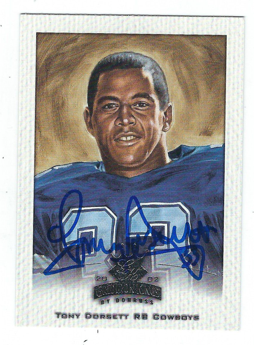 Autographed TONY DORSETT Dallas Cowboys 2002 Donruss Gridiron Kings Card
