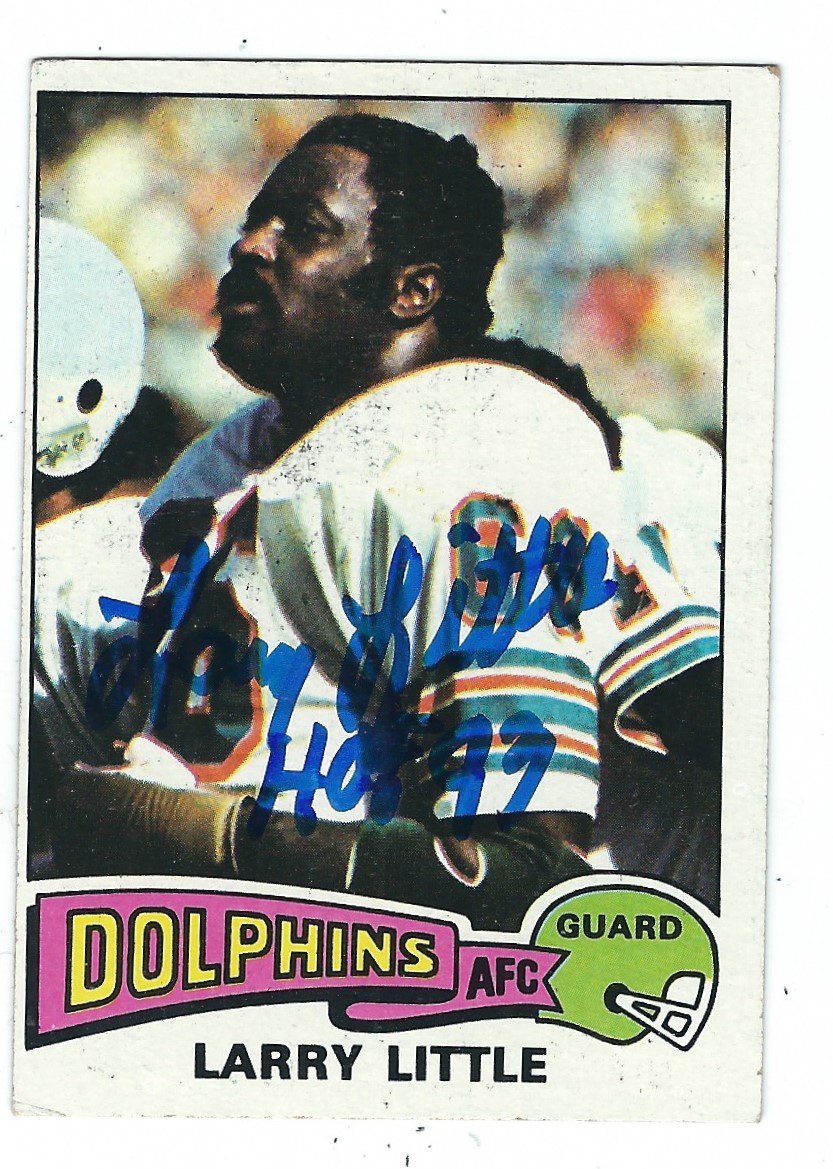 Autographed LARRY LITTLE Miami Dolphins 1975 Topps Card #499