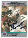 Autographed DWIGHT STEPHENSON Miami Dolphins 1990 Pro Set Super Bowl Superman Card