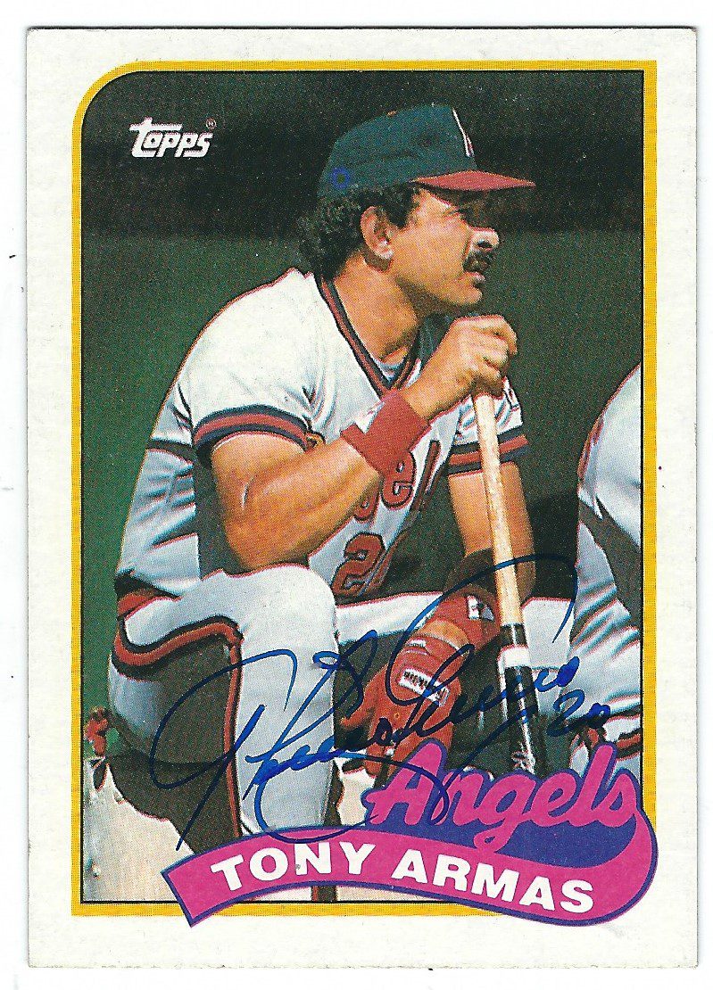 Autographed TONY ARMAS California Angels 1989 Topps Card