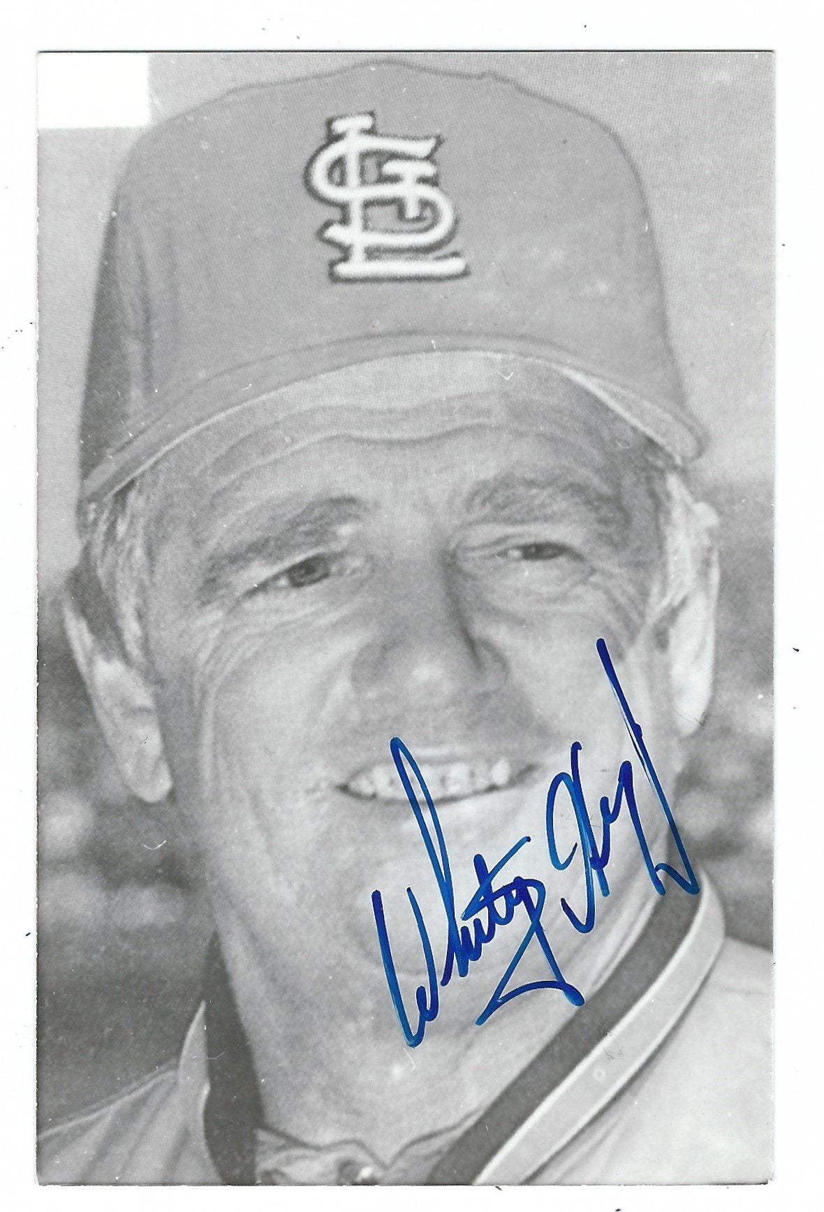 Autographed WHITEY HERZOG St. Louis Cardinals BxW Rowe Post Card