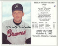 Autographed PHIL NIEKRO Atlanta Braves 8x10 300th Victory Photo Card