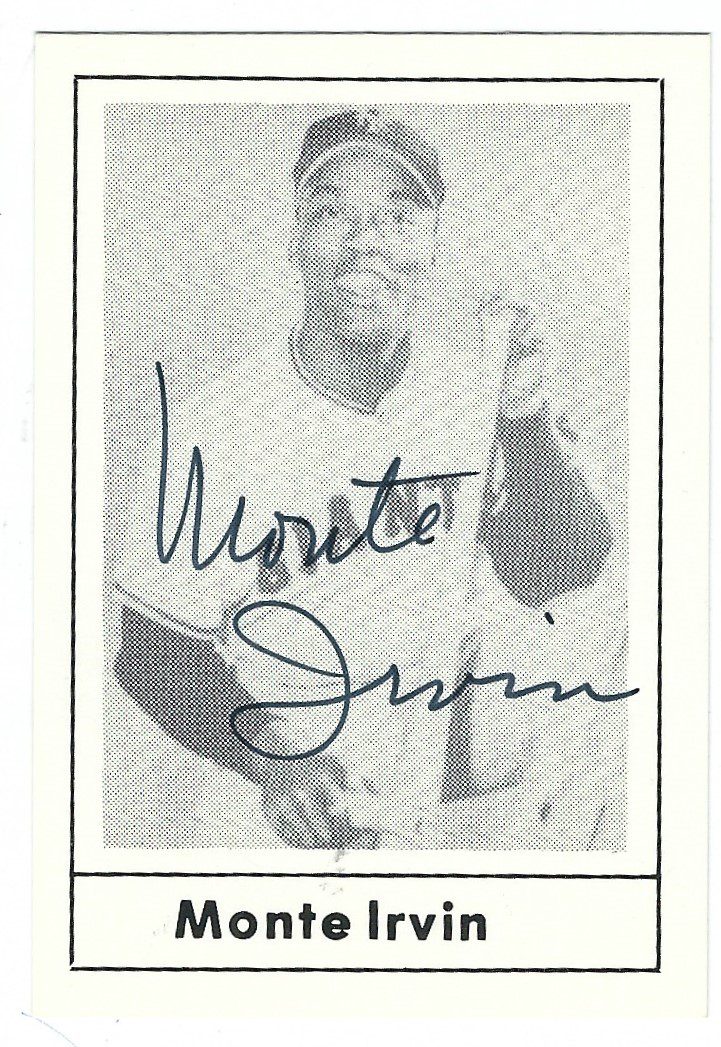 Autographed MONTE IRVIN New York Giants 1978 Grand Slam Card