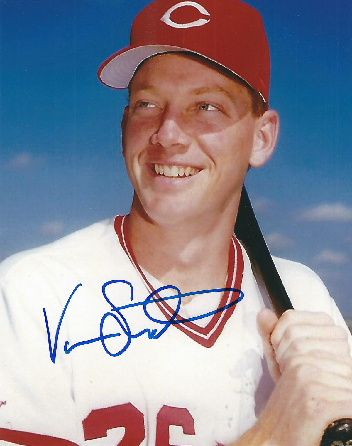 AUTOGRAPHED VAN SNIDER 8X10 Cincinnati Reds Photo