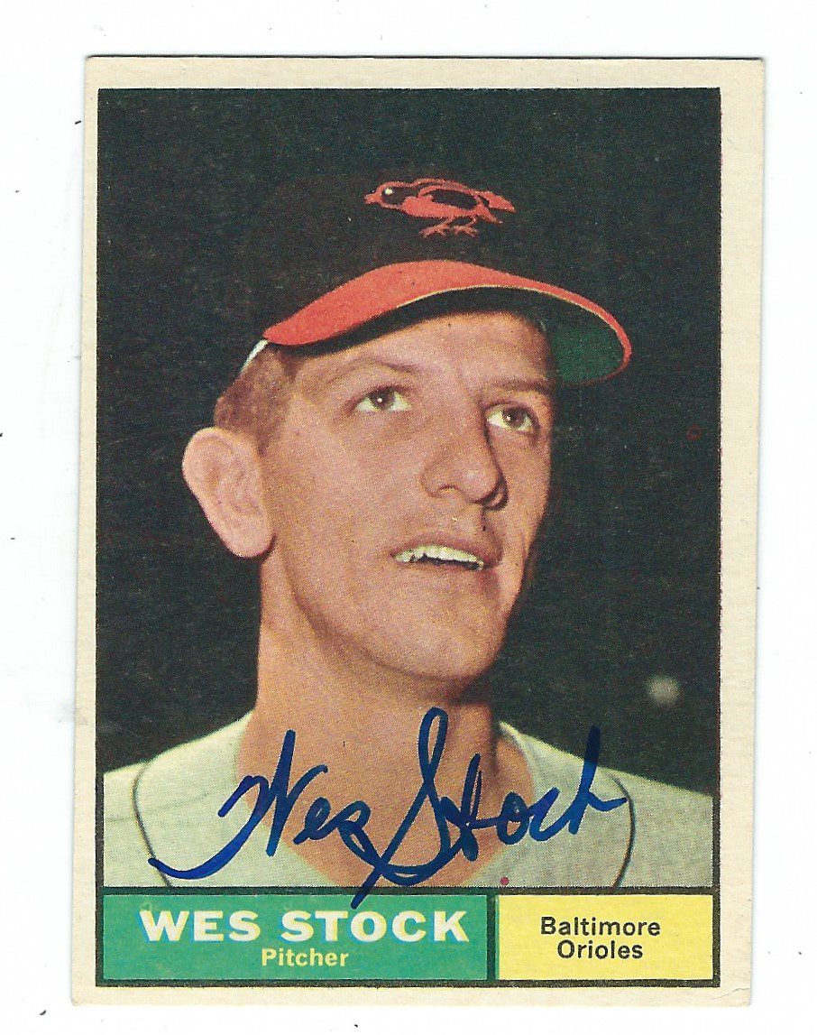 Autographed WES STOCK Baltimore Orioles 1961 TOPPS Card