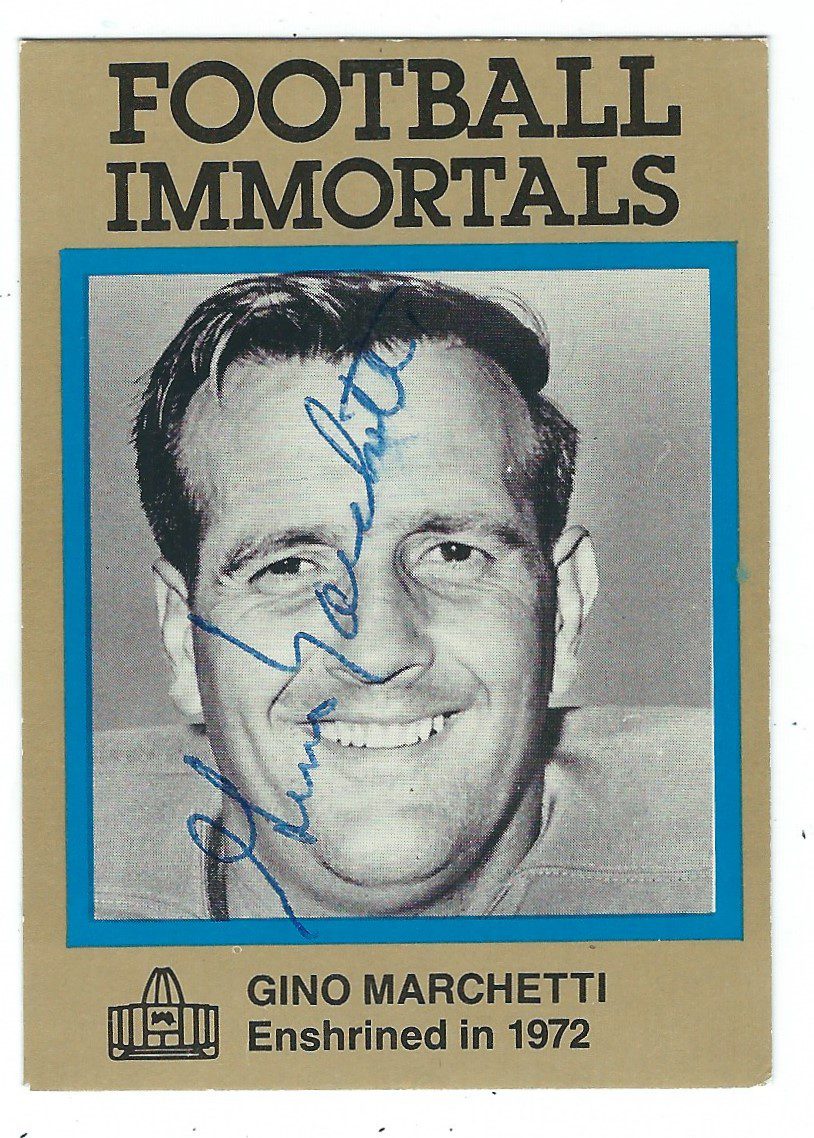 Autographed Gino Marchetti Baltimore Colts Football Immortals Card, #75 COA