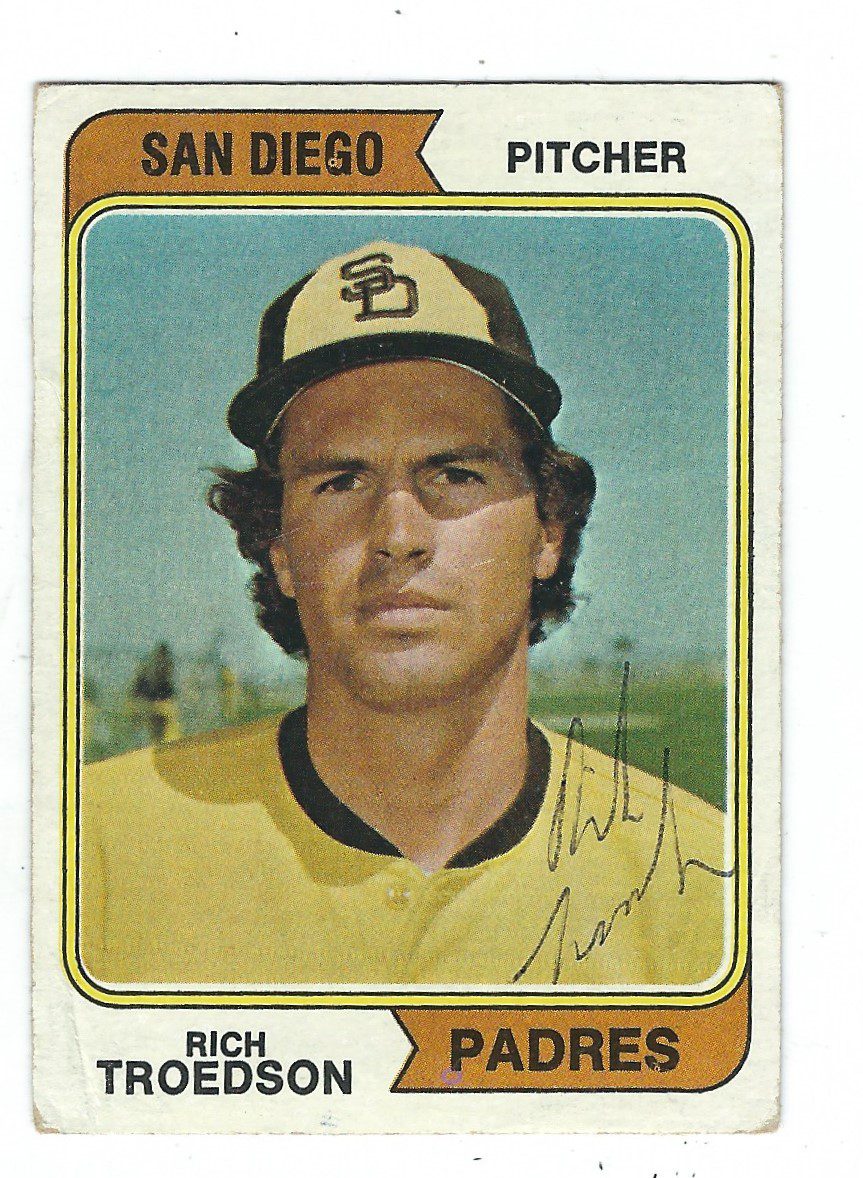 Autographed RICH TROEDSON San Diego Padres 1974 Topps Card