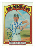 Autographed RON BLOMBERG 1972 Topps Card