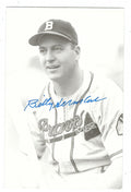 Autographed BILLY HERMAN Boston Braves BxW Rowe Postcard