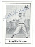 Autographed FRED LINDSTROM Brooklyn Dodgers 1978 Grand Slam Card