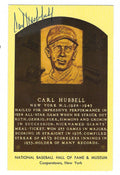 Autographed Carl Hubbell Hall of Fame Gold Plaque