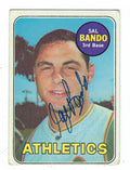 Autographed SAL BANDO Oakland A's 1969 Topps Card