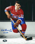 Autographed ANDRE PRONOVOST "4 Cups" 8X10 Montreal Canadiens Photo