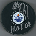 Autographed PAUL COFFEY HOF 04 Edmonton Oilers Hockey Puck