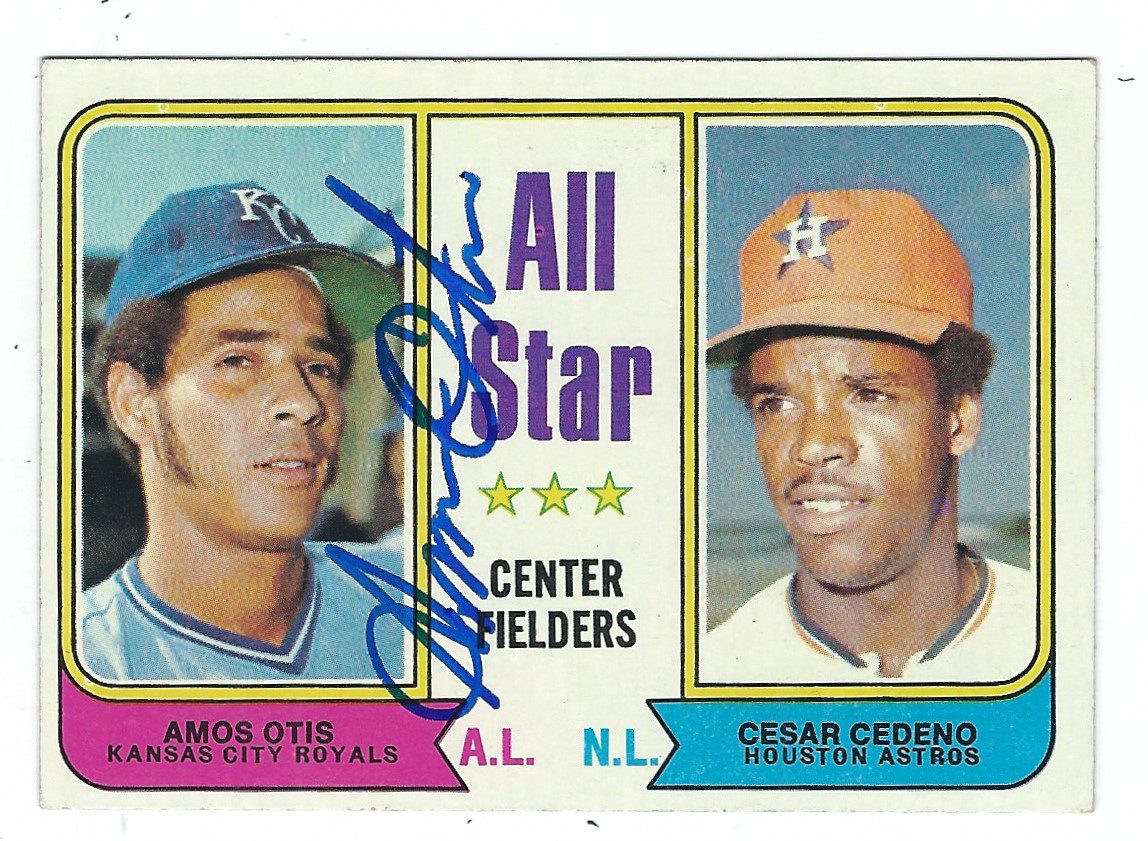 Autographed AMOS OTIS Kansas City Royals 1974 Topps Card