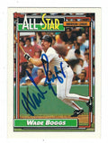 Autographed WADE BOGGS 1992 Topps Card