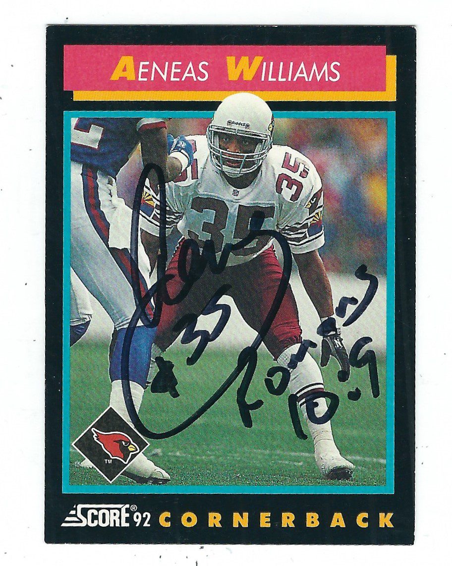 Autographed AENEAS WILLIAMS Arizona Cardinals 1992 Score Card
