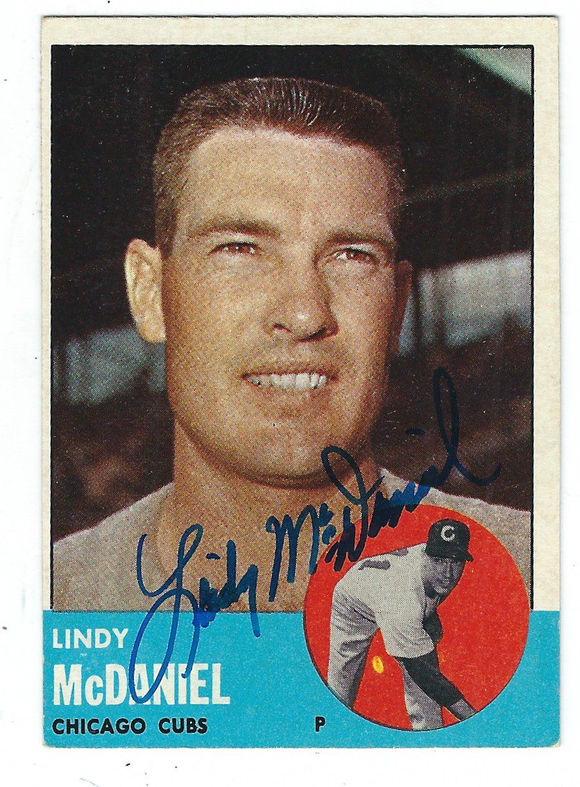 Autographed LINDY MCDANIEL 1963 Topps Card