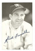 Autographed RICK FERRELL Washington Senators BxW Rowe Post Card