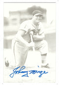 Autographed JOHNNY MIZE St. Louis Cardinals BxW Rowe Post Card