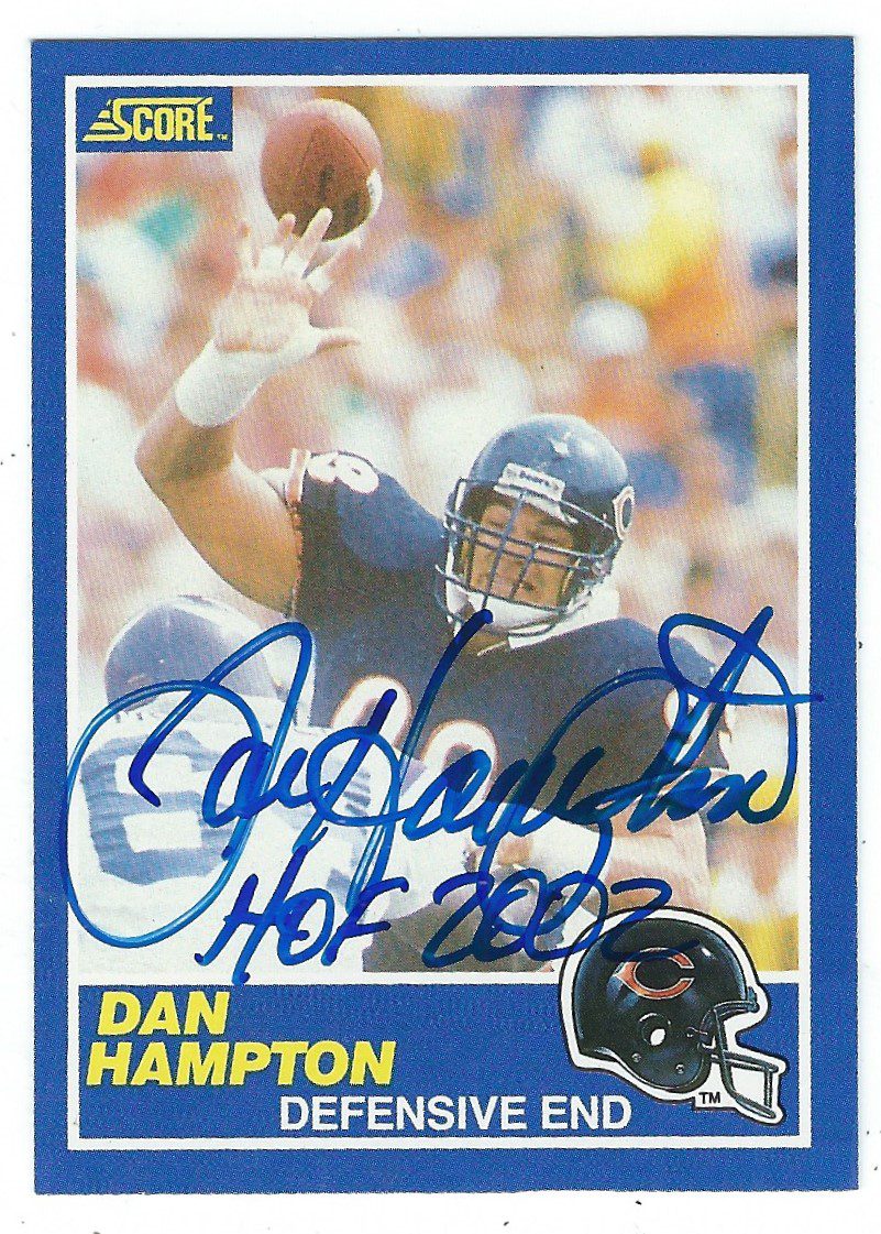 Autographed DAN HAMPTON 1989 Score Chicago Bears Card