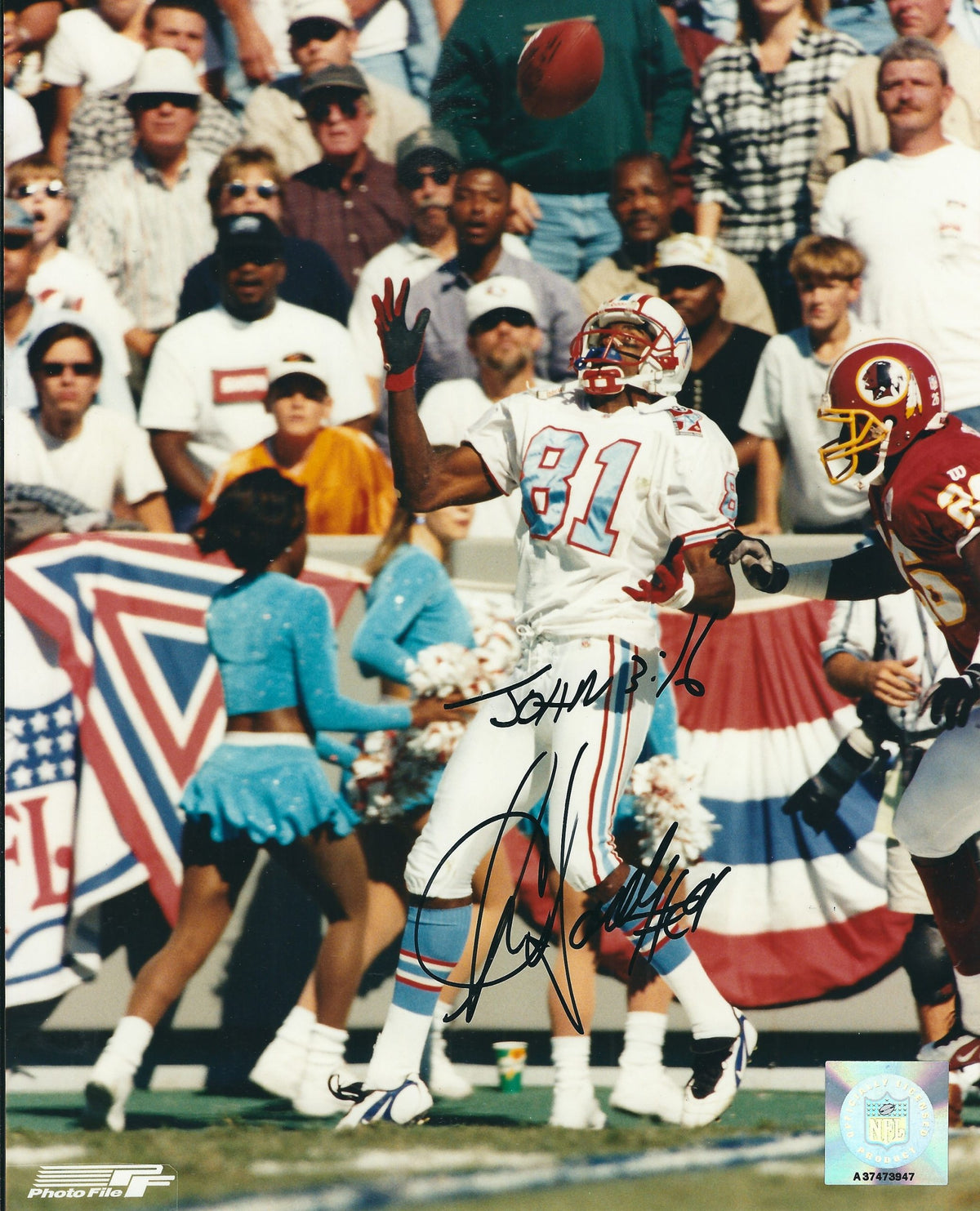 Autographed  CHRIS SANDERS 8X10 Houston Oilers photo
