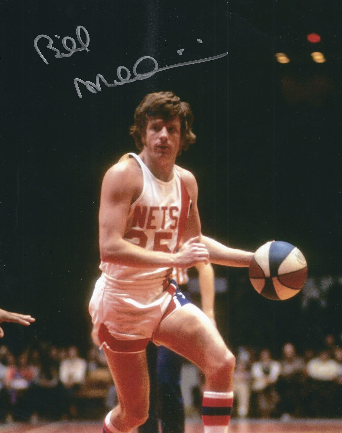 Autographed BILL MELCHIONNI 8X10 New York Nets Photo