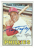 Autographed TONY TAYLOR Philadelphia Phillies 1967 Topps Card