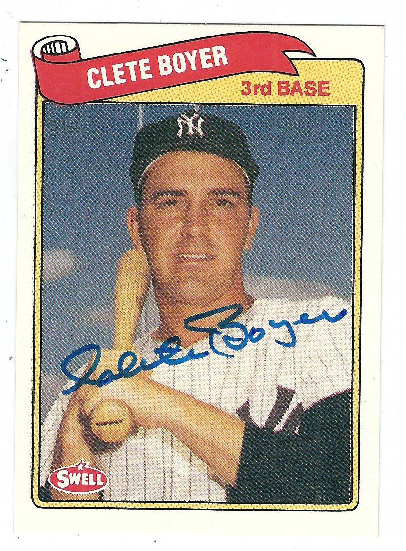 Autographed CLETE BOYER 1989 Swell Baseball Greats card
