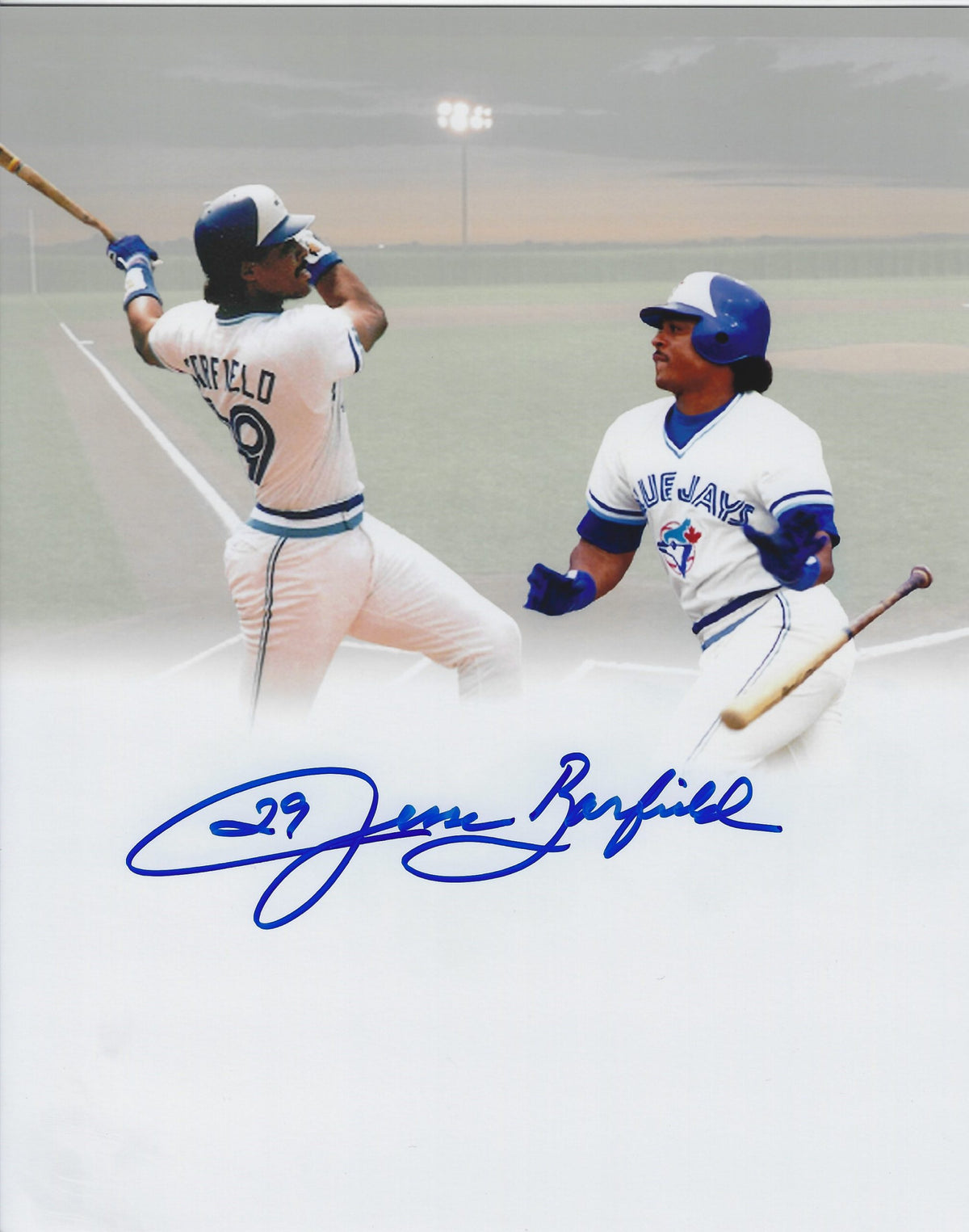 AUTOGRAPHED JESSE BARFIELD 8X10 Toronto Blue Jays photo