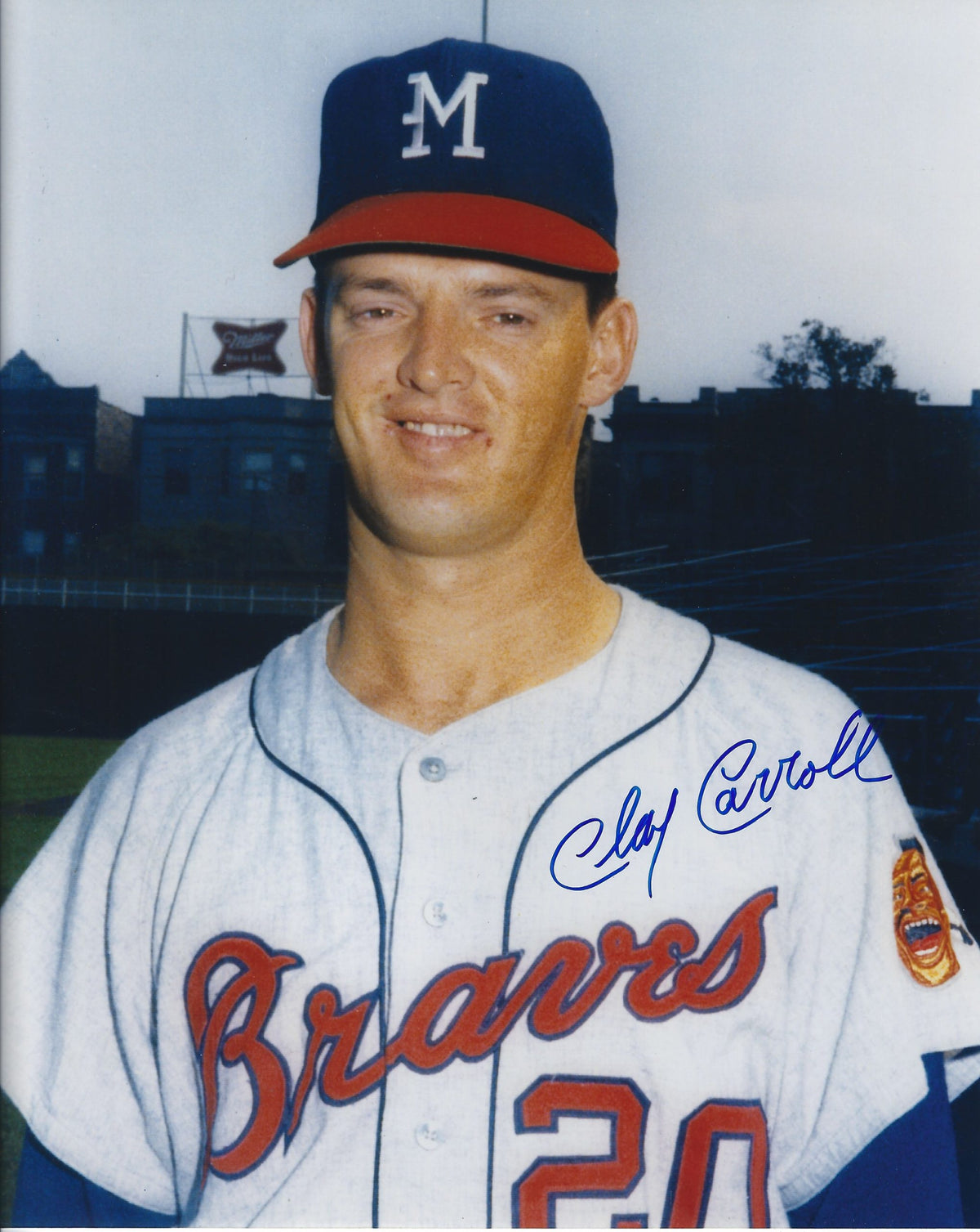 AUTOGRAPHED CLAY CARROLL 8x10 Milwaukee Braves Photo