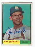 Autographed RAY SADECKI 1961 TOPPS Card