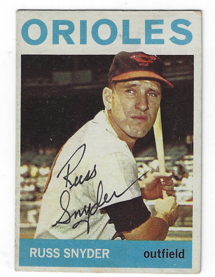 Autographed RUSS SNYDER Baltimore Orioles 1964 Topps Card