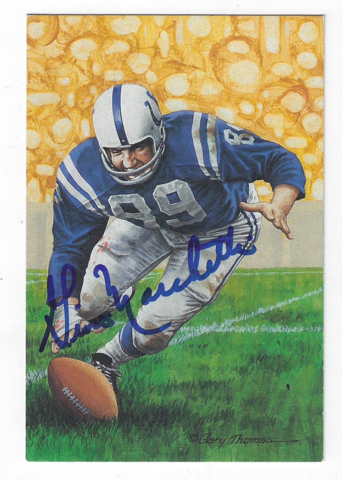 Autographed Gino Marchetti Baltimore Colts Goal Line Art Card