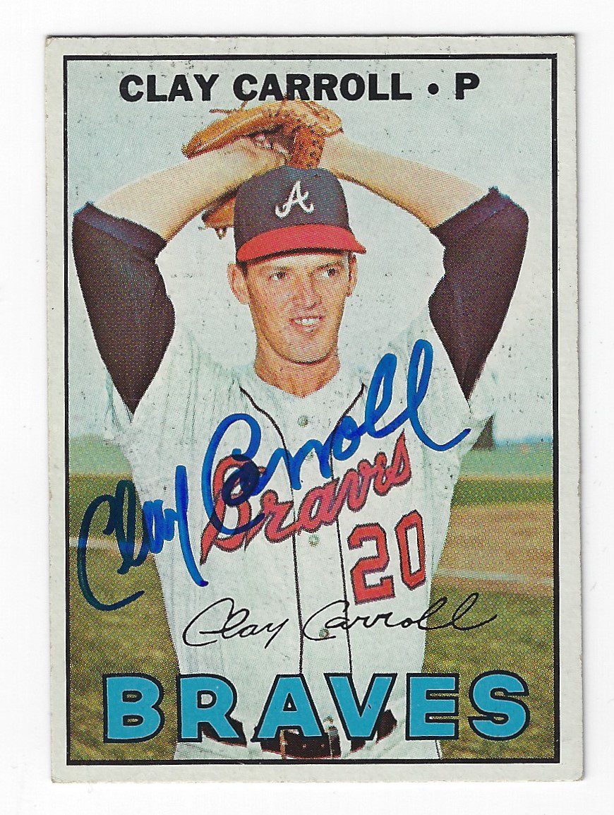 Autographed CLAY CARROLL 1967 Topps Card