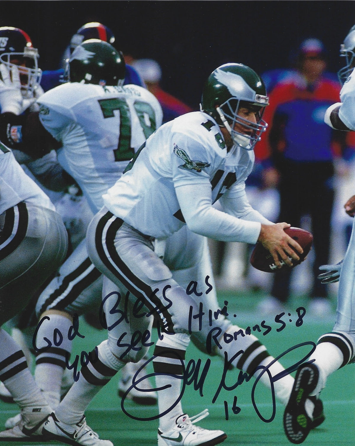 Autographed JEFF KEMP 8X10 Philadelphia Eagles Photo