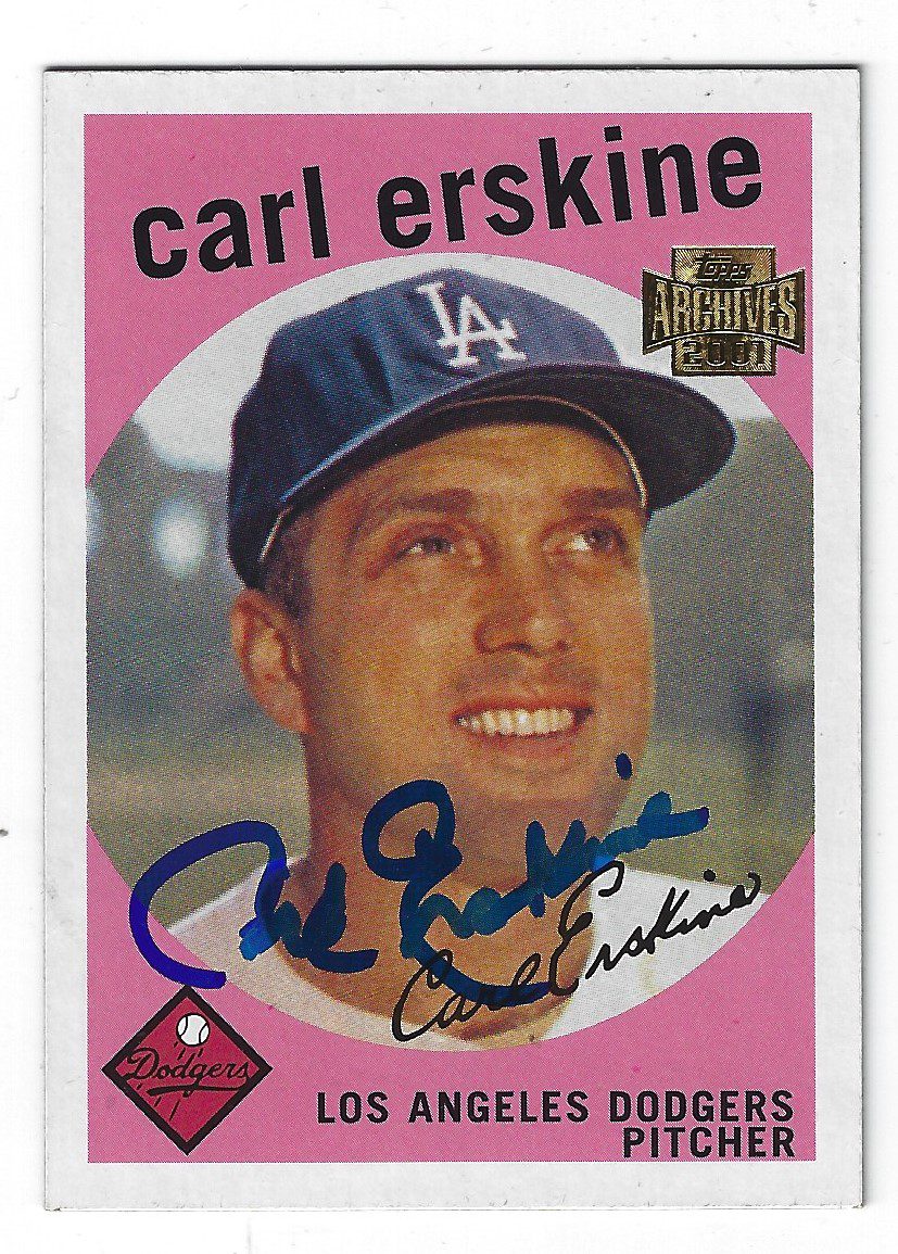Autographed CARL ERSKINE 2001 Topps Archives Card