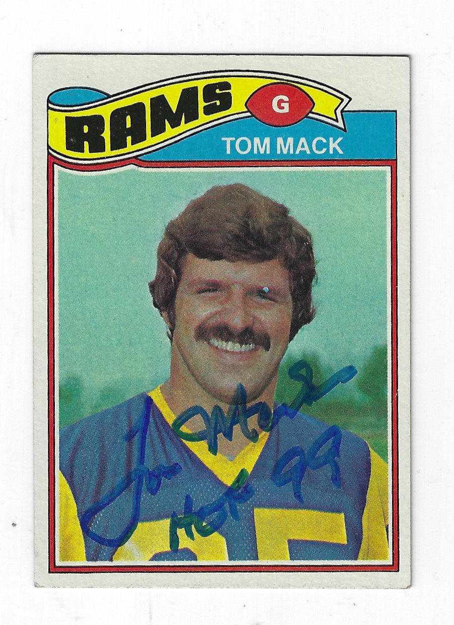 Autographed 1977 Topps Tom Mack Los Angeles Rams card #265