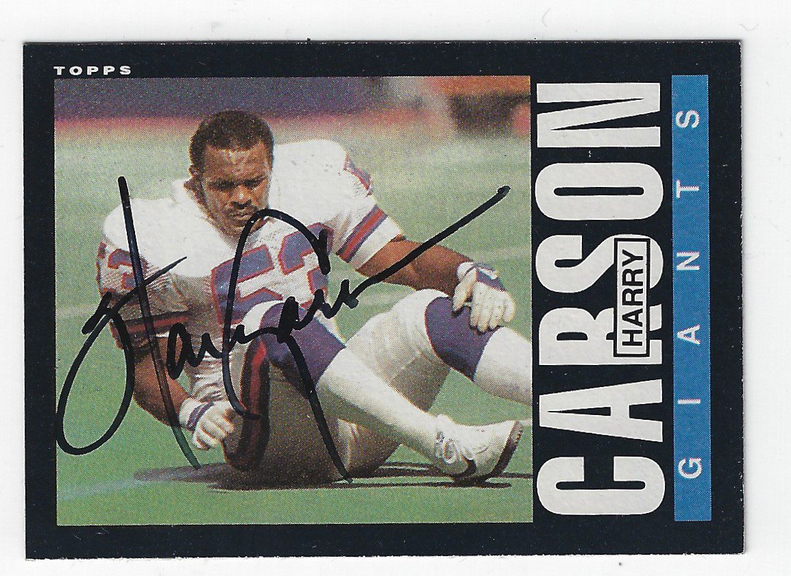 Autographed HARRY CARSON New York Giants 1985 Topps Card #114