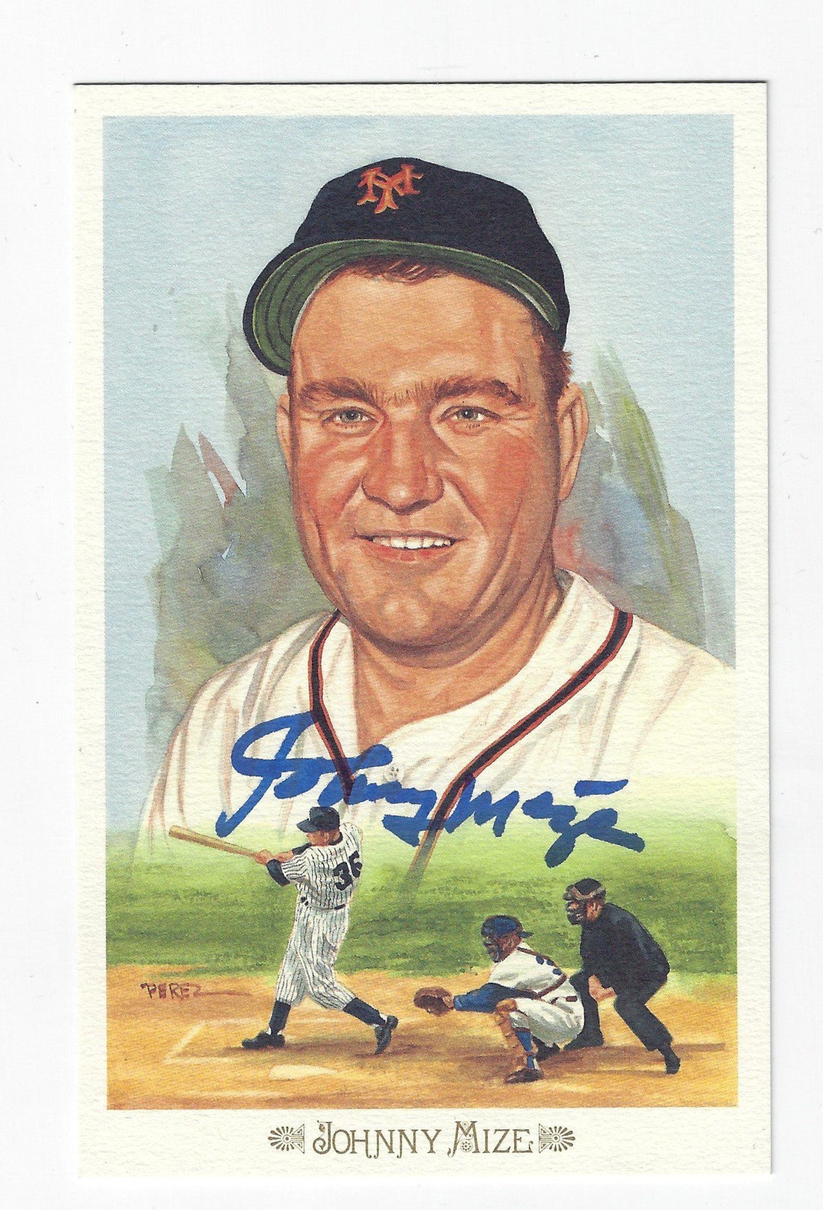 Autographed JOHNNY MIZE New York Giants Perez-Steele Celebration Postcard