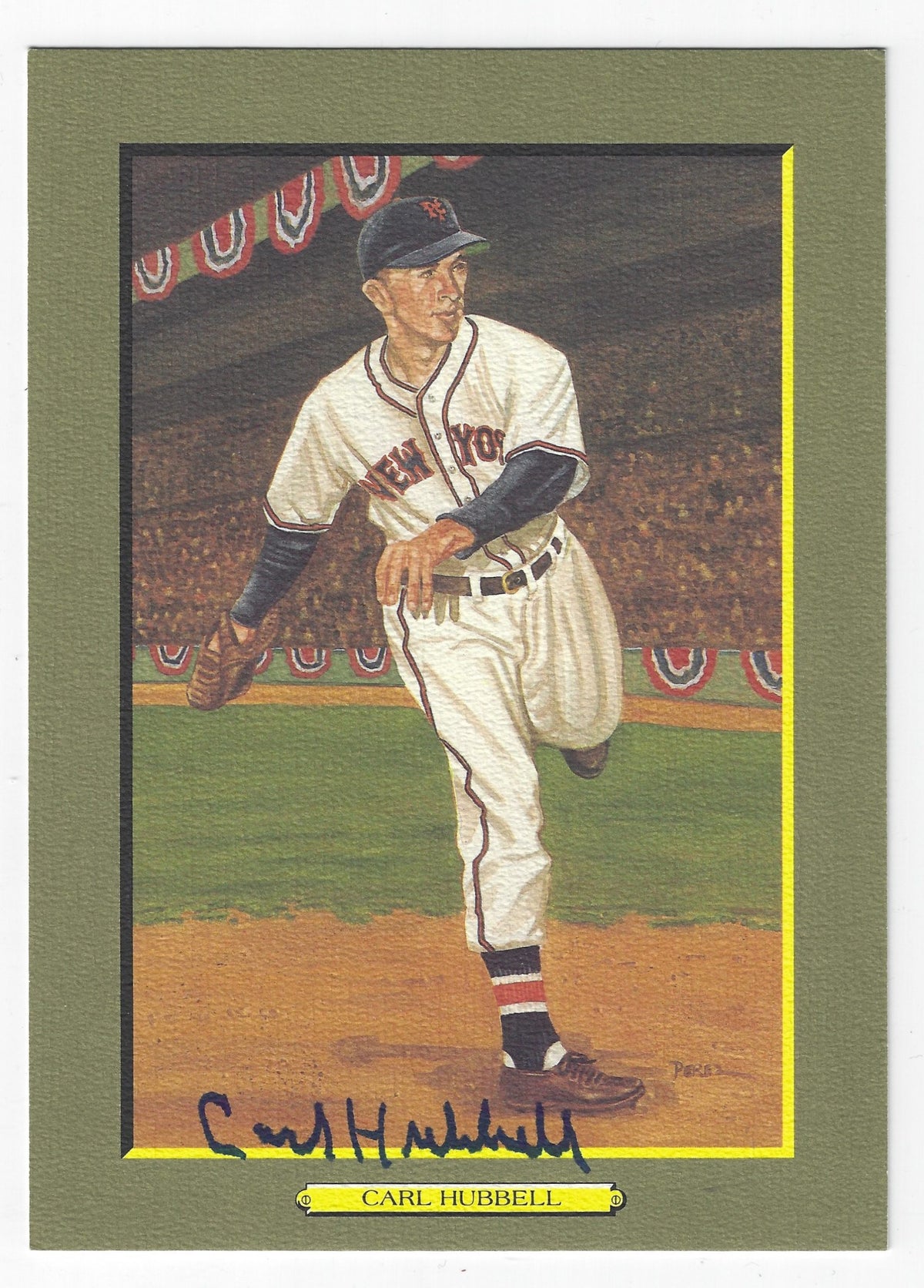 Autographed CARL HUBBELL New York Giants Perez-Steele Great Moments Card