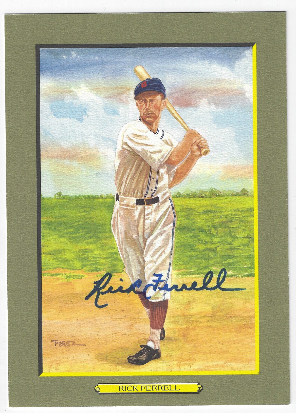 Autographed RICK FERRELL WASHINGTON SENATORS Perez-Steele Great Moments Card