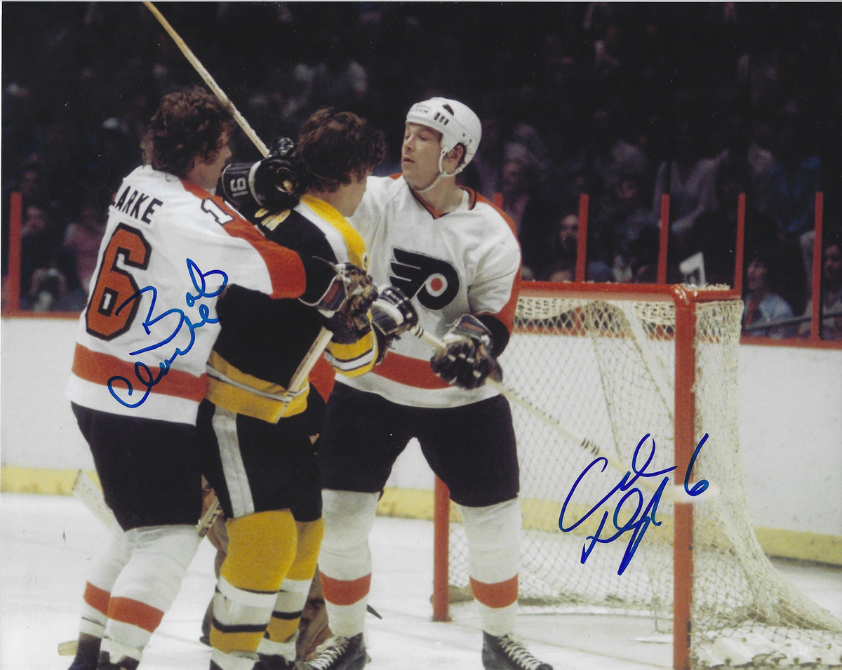 Autographed BOBBY CLARKE & ANDRE DUPONT 8X10 Philadelphia Flyers Photo