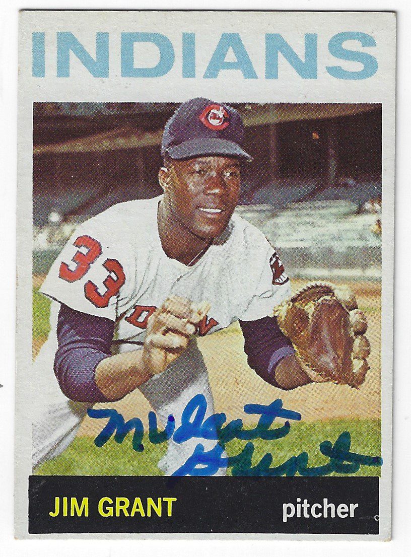 Autographed JIM MUDCAT GRANT 1964 Topps Card